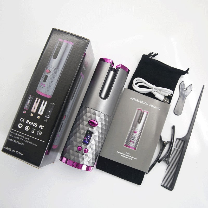 Portable USB Charging Automatic Curler with Wireless LCD Display - Multifunctional and Intelligent Hair Styling Tool