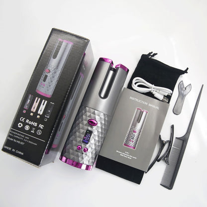 Portable USB Charging Automatic Curler with Wireless LCD Display - Multifunctional and Intelligent Hair Styling Tool