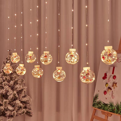 LED String Lights - Christmas Wishing Balls, Curtain Lights, Colorful Snowman, Christmas Tree, Window Decor, Wire Lights Curtain for Window Decoration