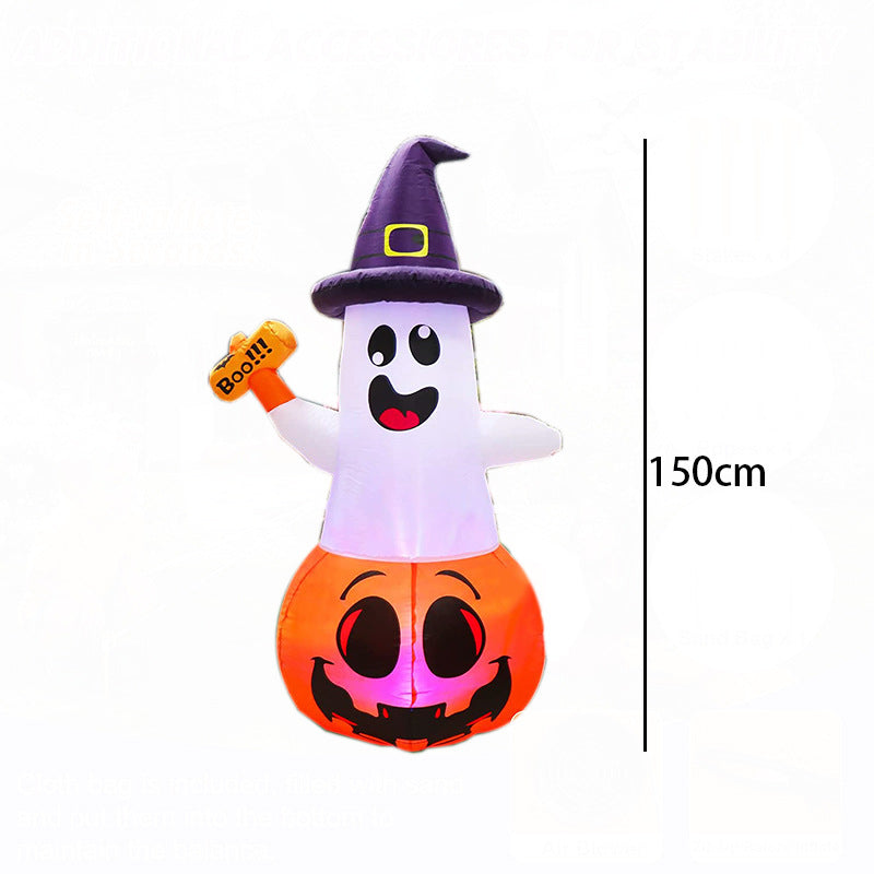 Halloween Inflatable Pumpkin & Glowing Ghost Yard Decoration Set 150cm