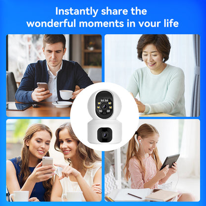 4-Megapixel Super Clear Dual-Lens Camera - Wireless WiFi Indoor Night Vision HD Remote Pan-and-Tilt Surveillance Camera