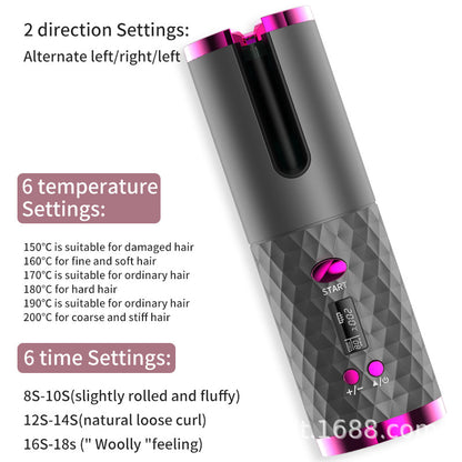 Portable USB Charging Automatic Curler with Wireless LCD Display - Multifunctional and Intelligent Hair Styling Tool