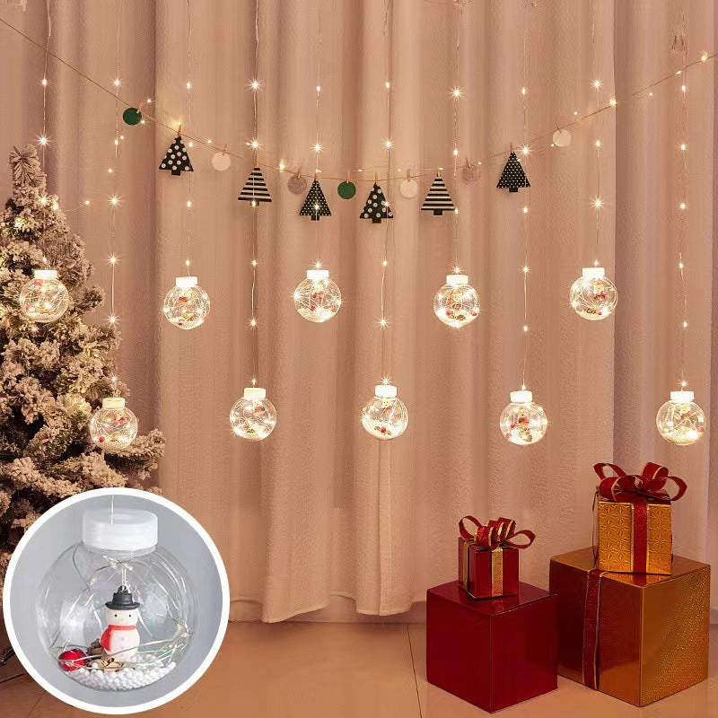 LED String Lights - Christmas Wishing Balls, Curtain Lights, Colorful Snowman, Christmas Tree, Window Decor, Wire Lights Curtain for Window Decoration