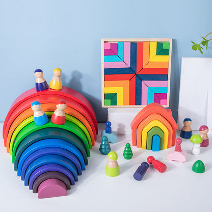 Rainbow Arch Wooden Building Blocks Set