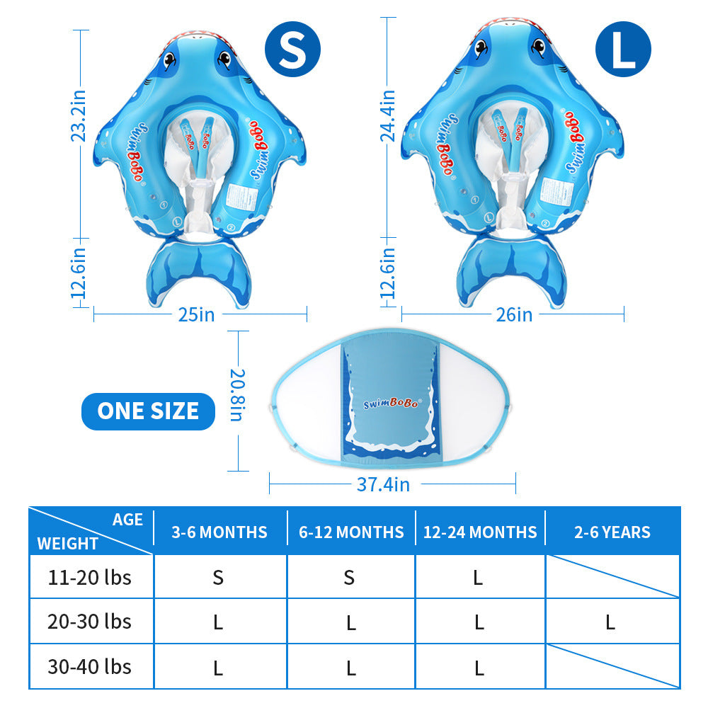Swimbobo Baby Swim Float with Seat – Anti-Slip Underarm Float with Canopy & Shoulder Straps