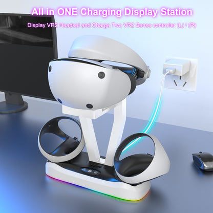 PS5 VR2 Magnetic Charging Dock with RGB Lighting - Gaming Accessory for PS VR2 and VR Headset Storage