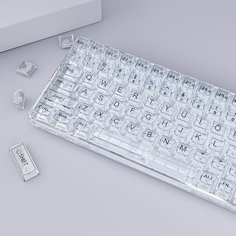 Transparent Ice Cube Crystal Wireless Bluetooth Mechanical Keyboard - Hot Plug, Universal Compatibility with Computers, Laptops, and Tablets, White Axis