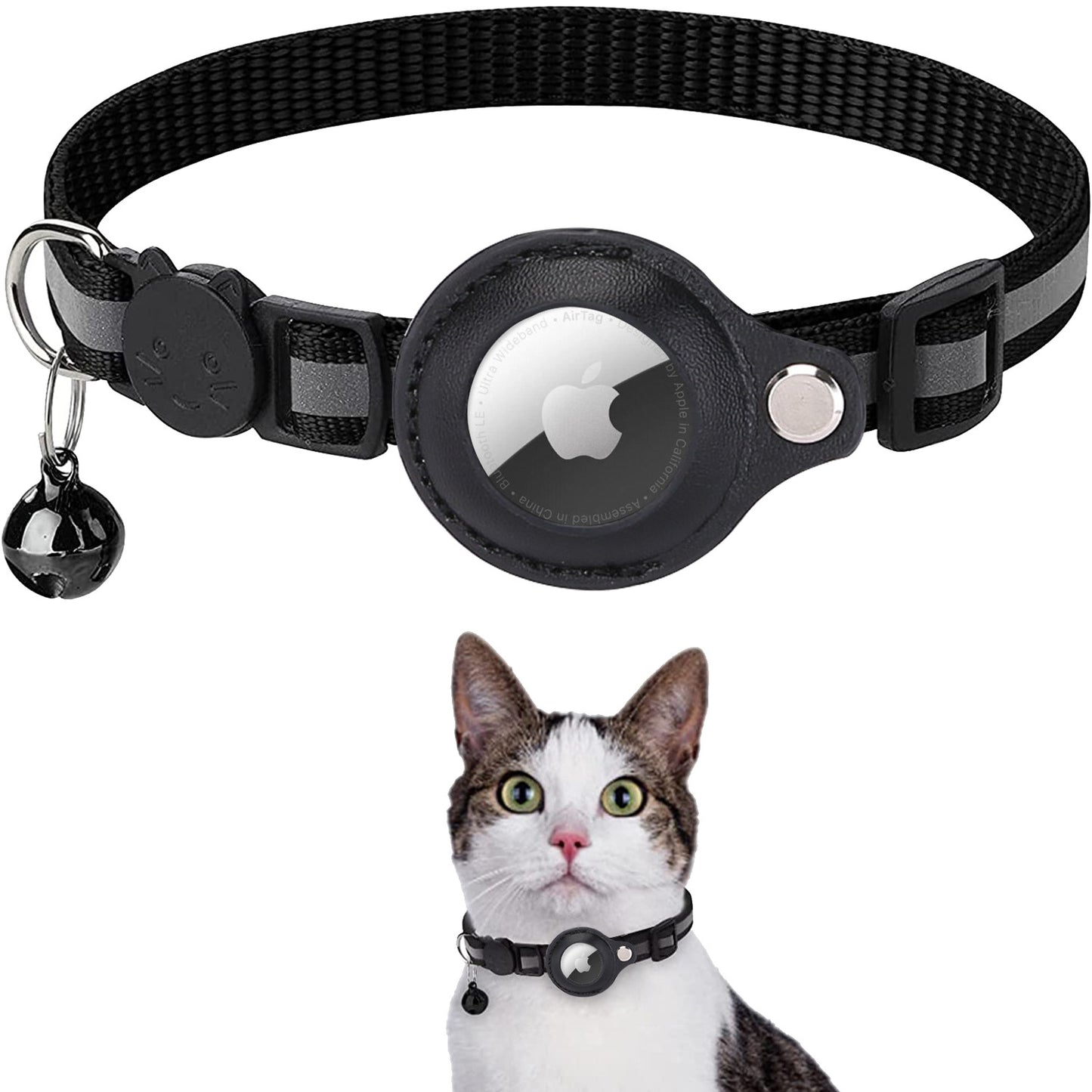 Reflective Pet Collar with Protective Sleeve for Apple AirTag Tracker