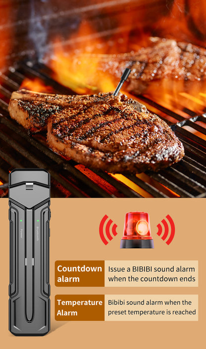 Smart BBQ Meat Temperature Monitor - Wireless Temperature Gauge with Smartphone Bluetooth App Control