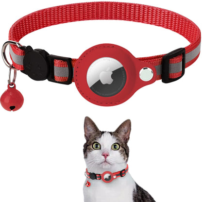 Reflective Pet Collar with Protective Sleeve for Apple AirTag Tracker