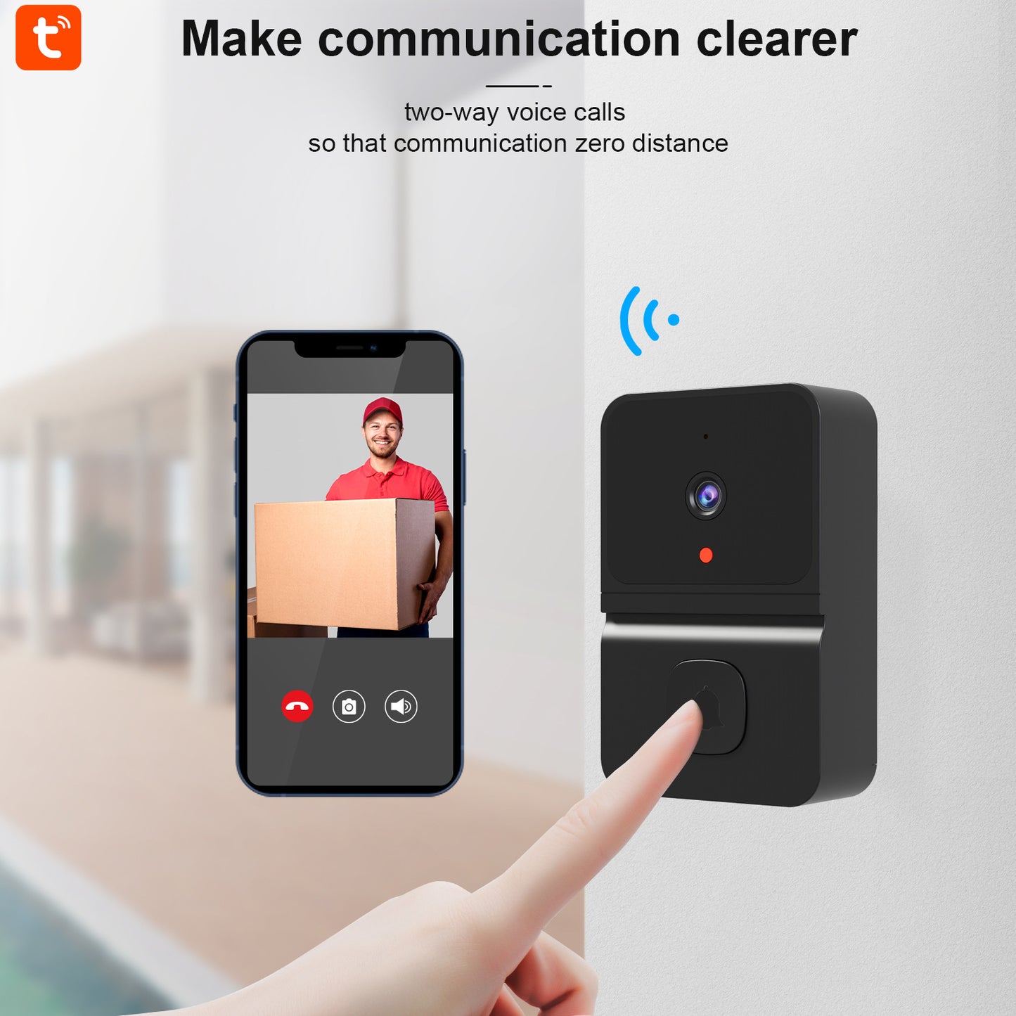 New Smart Video Doorbell T23 with Cloud Storage - 480P Wireless WiFi, Mobile Remote Intercom, In-Stock for Instant Shipping