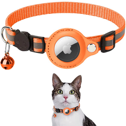 Reflective Pet Collar with Protective Sleeve for Apple AirTag Tracker