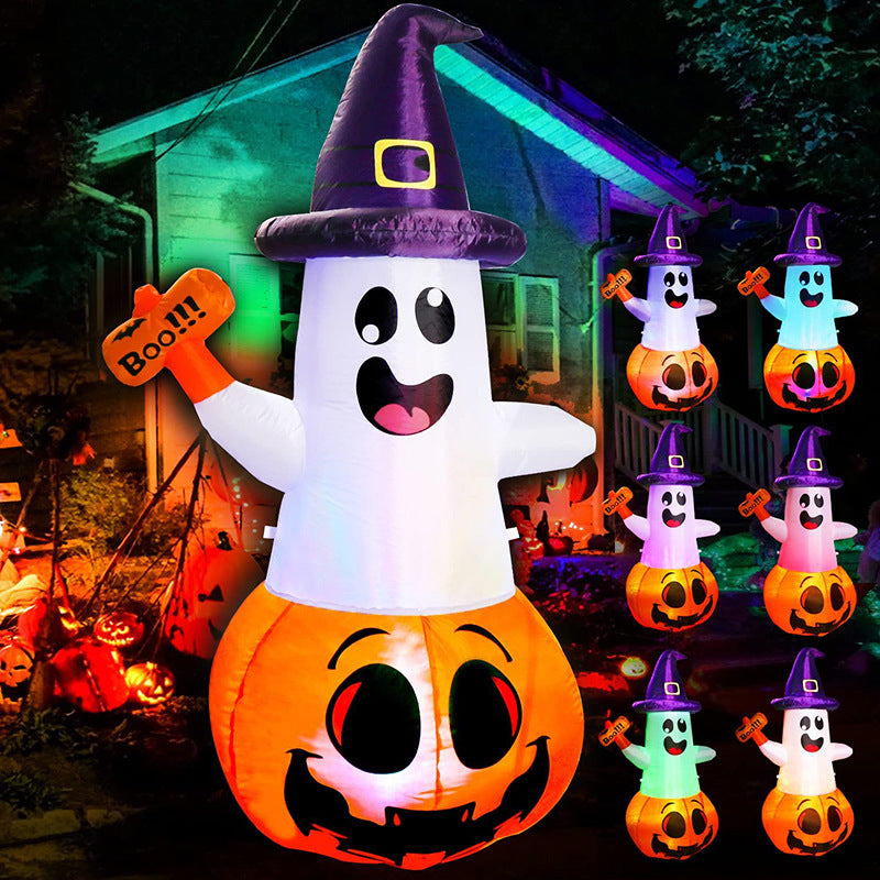 Halloween Inflatable Pumpkin & Glowing Ghost Yard Decoration Set 150cm