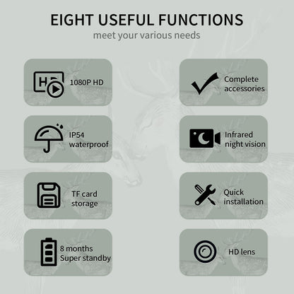 High-Definition Infrared Hunting Camera - 36MP Animal Camera Security Monitoring with 3 PIR Sensors