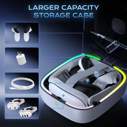 Meta Quest3/3S VR Glasses Magnetic Charging Dock with Battery Pack - Enhanced Battery Life & Easy-to-Use Design