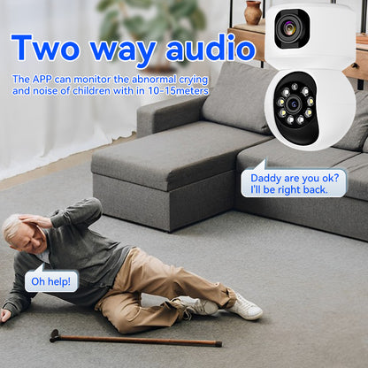 4-Megapixel Super Clear Dual-Lens Camera - Wireless WiFi Indoor Night Vision HD Remote Pan-and-Tilt Surveillance Camera