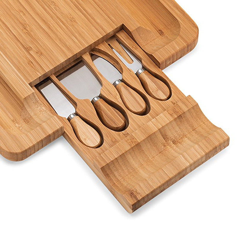 Cheese Board Set - Western Style Steak Cutlery, Creative Bamboo and Wood Cake Board, European Knife and Fork Set, Fruit Board, Bread Board