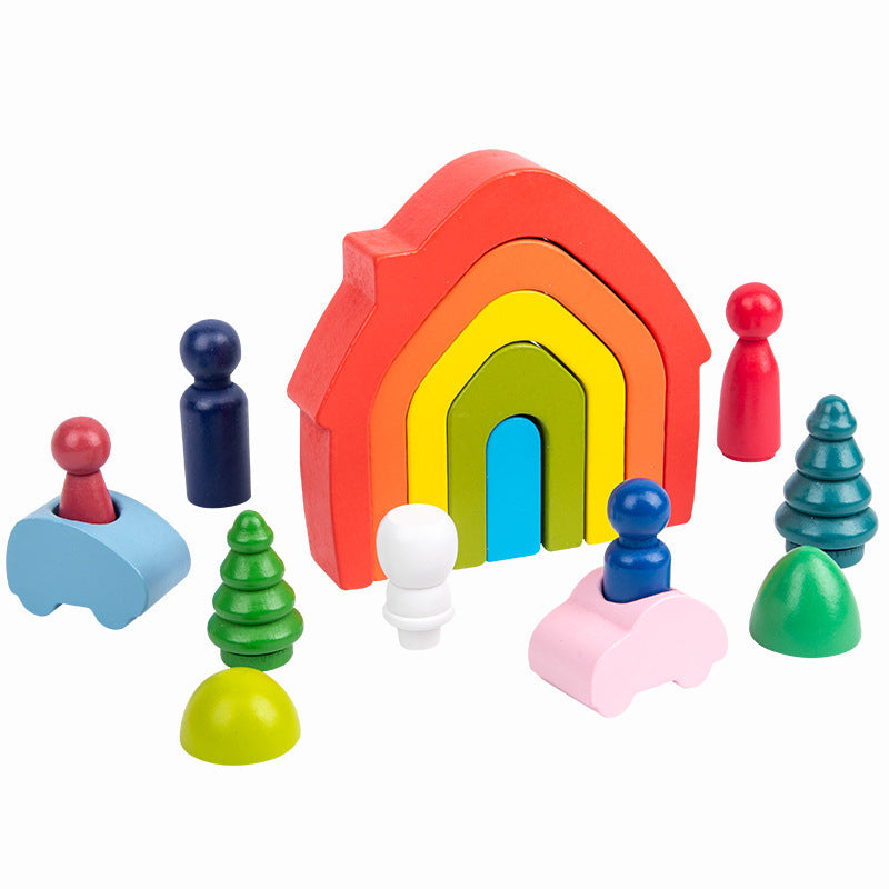 Rainbow Arch Wooden Building Blocks Set