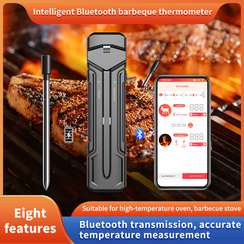 Smart BBQ Meat Temperature Monitor - Wireless Temperature Gauge with Smartphone Bluetooth App Control