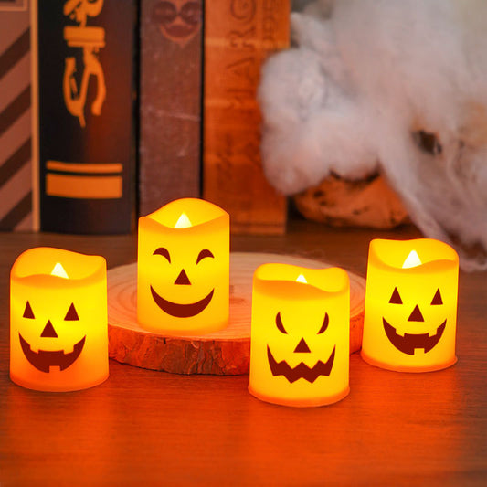 Six Halloween LED Pumpkin Candle Lights – Fun Party Decoration Props