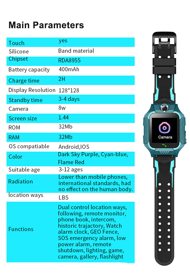 Kids Smart Watch for Boys - 2G Phone Call GPS Locator, 14 Puzzle Games, MP3 Player, Camera, Calculator, Timer, Blue