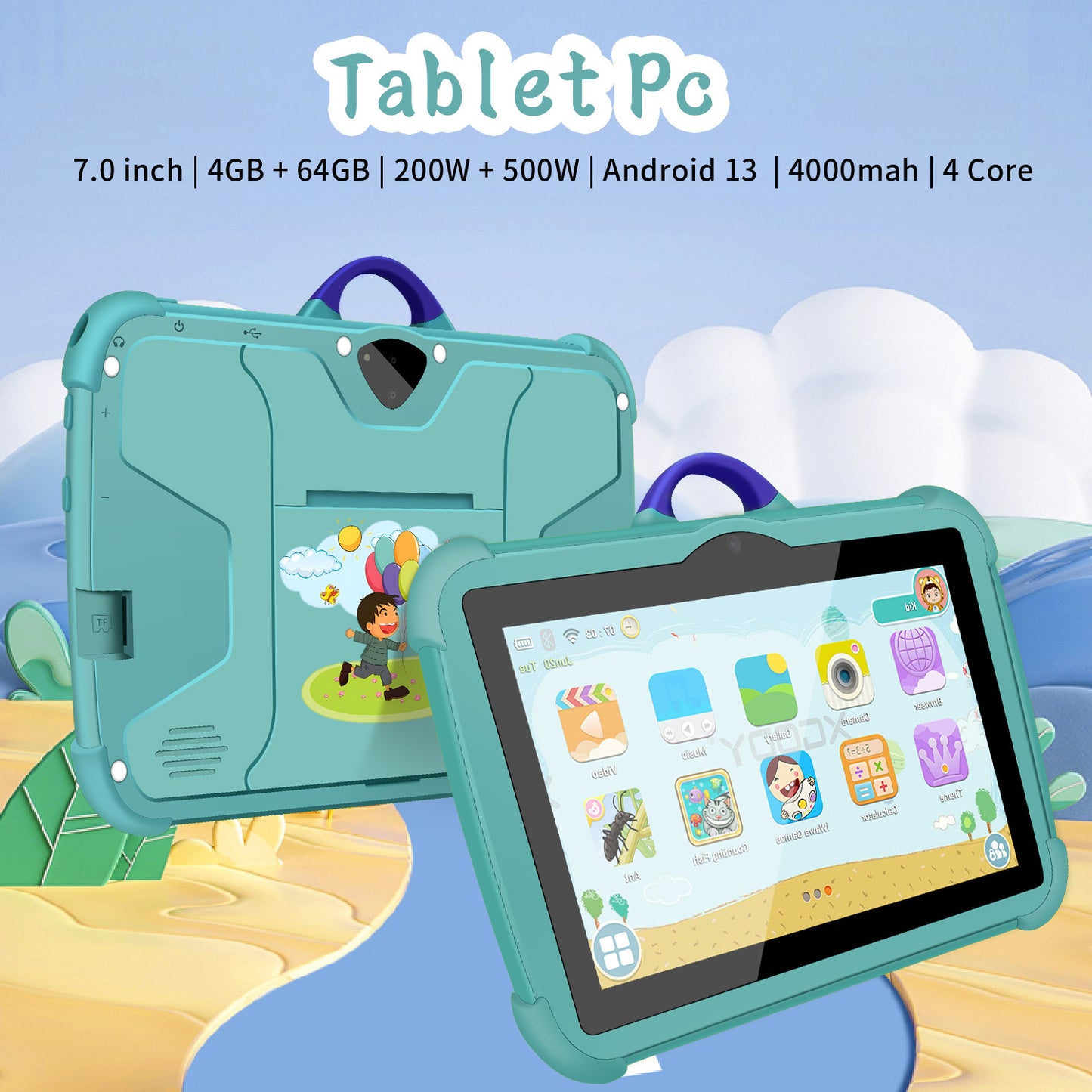 7-Inch Kids Tablet PC - Android 7.1 | Shockproof & Explosion-Proof Design