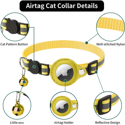 Reflective Pet Collar with Protective Sleeve for Apple AirTag Tracker