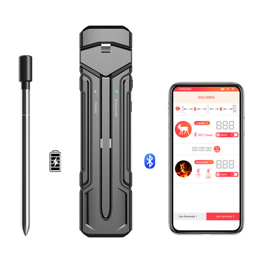 Smart BBQ Meat Temperature Monitor - Wireless Temperature Gauge with Smartphone Bluetooth App Control