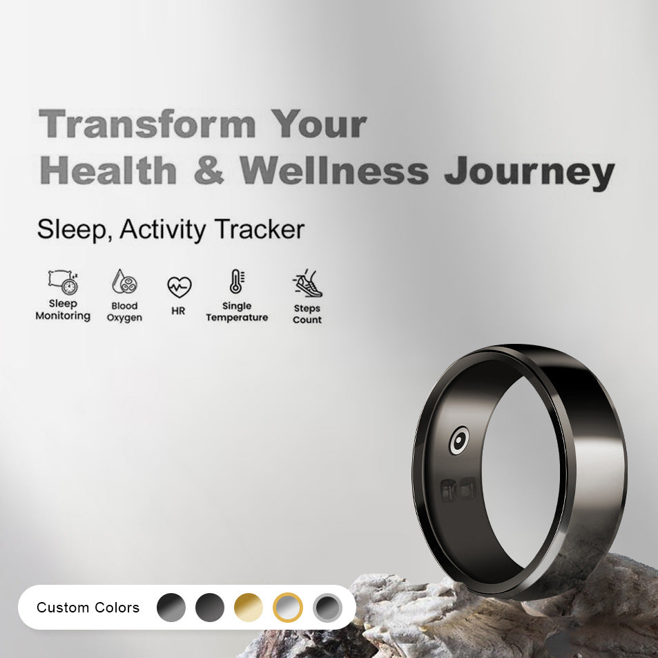 Smart Ring High-Tech Ring with Heart Rate, Blood Oxygen, Sleep Monitoring, Waterproof, Bluetooth Connectivity