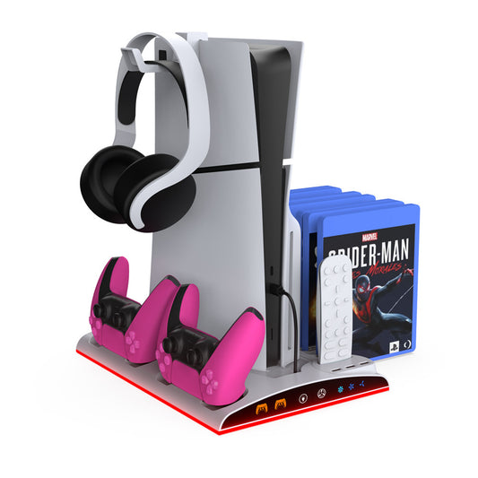 PS5Slim/PS5 Multi-Functional Stand with Dual Controller Charger and Headphone Storage - PS5 Game Accessory - DOBE TP5-3570