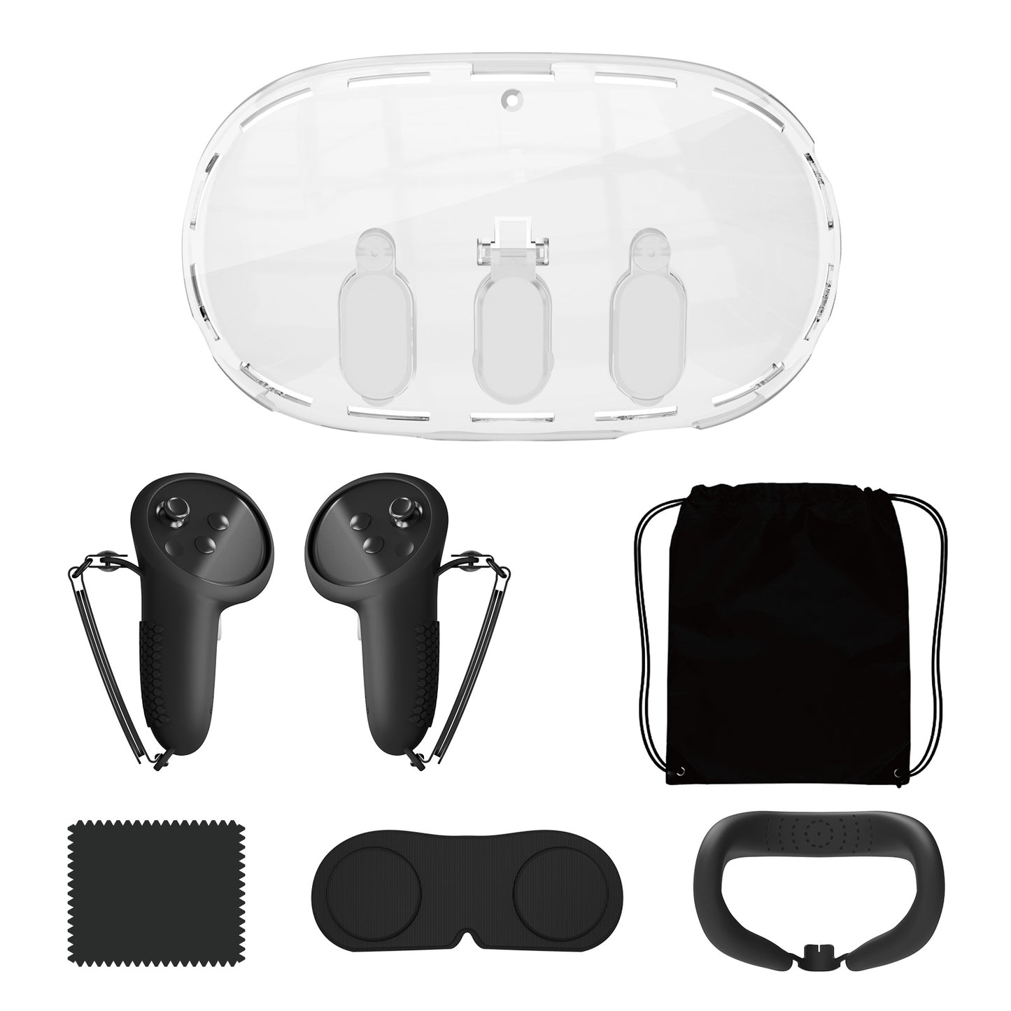 Compatible Meta Quest3 VR Headset Protective Shell, VR Lens Cover, Hand Grip Silicone Cover, and Face Mask