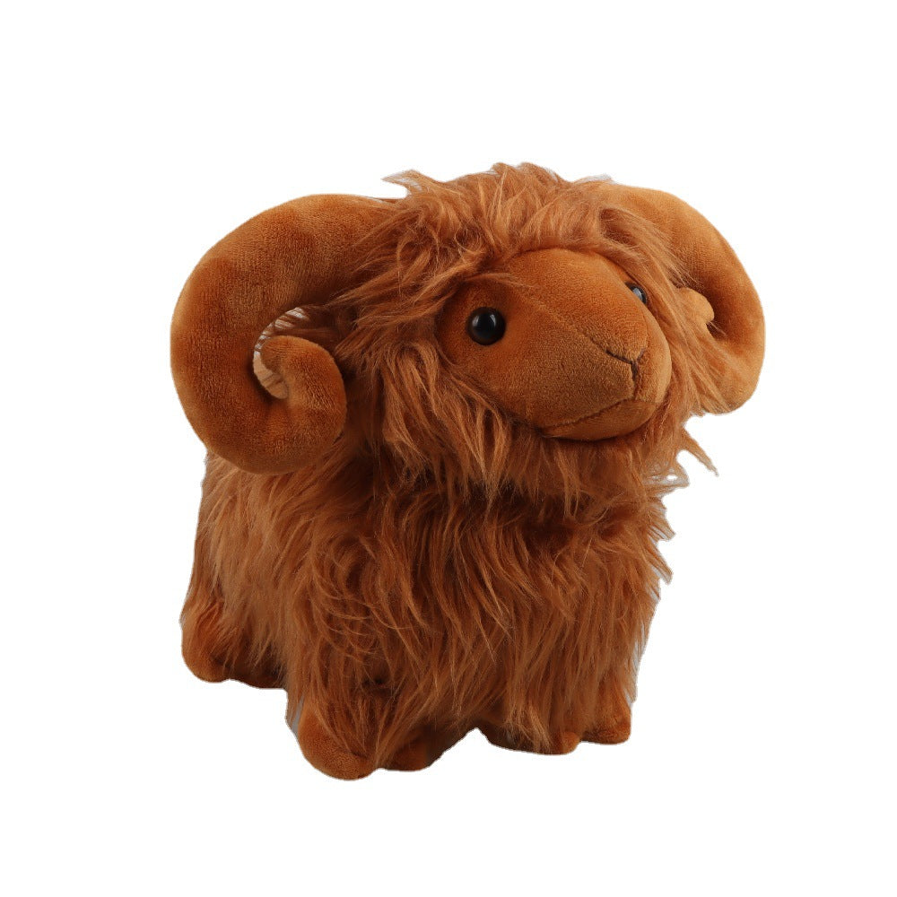 Highland Woolly Ram Sheep Plush Toy - Highland Sheep Wool Fleece Dolls