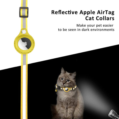 Reflective Pet Collar with Protective Sleeve for Apple AirTag Tracker