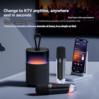 New wireless Bluetooth speaker with high aesthetics and high sound quality, color lights, subwoofer, long battery life, microphone and karaoke set for use.