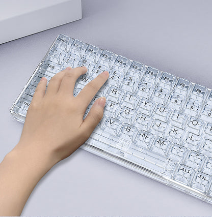 Transparent Ice Cube Crystal Wireless Bluetooth Mechanical Keyboard - Hot Plug, Universal Compatibility with Computers, Laptops, and Tablets, White Axis