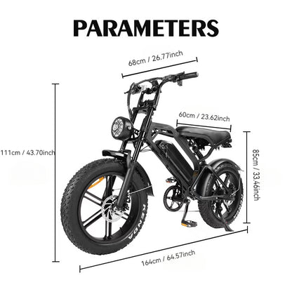 20-inch electric snow bike with front and rear suspension and integrated wheel shift electric off-road bicycle