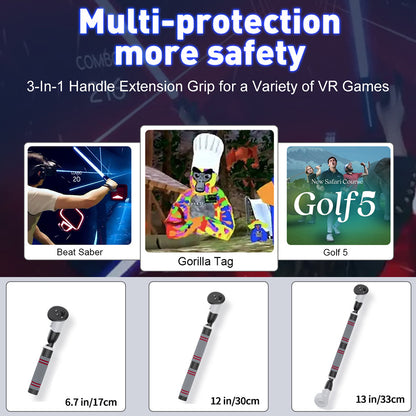 Meta Quest 3 Golf Controller Handle Extension - VR Headset Accessory for Enhanced Gaming Grip and Control