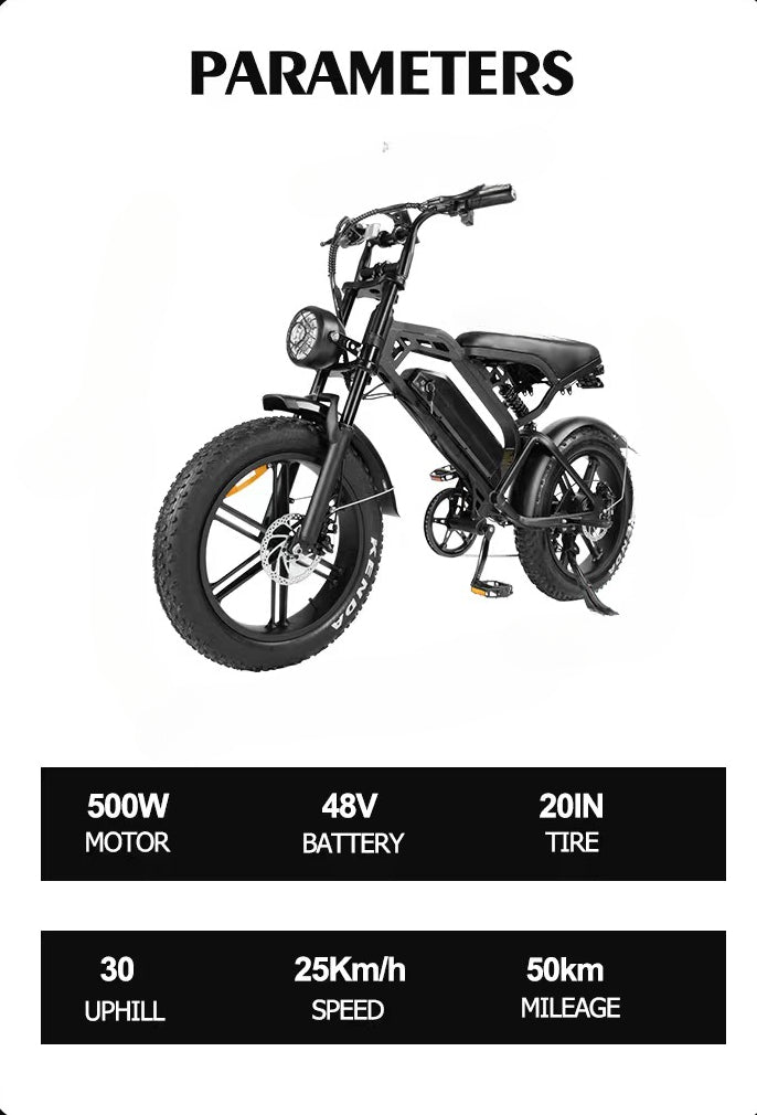 20-inch electric snow bike with front and rear suspension and integrated wheel shift electric off-road bicycle