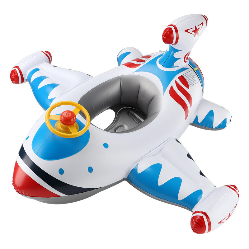 Swimbobo Baby Swim Seat Float – Airplane Design with Steering Wheel and Horn, Thickened PVC