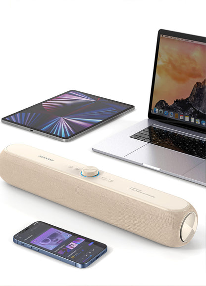 Portable Wireless Bluetooth Speaker with Built-in Microphone - Fabric-Covered Desktop, Home, and Outdoor Speaker for Karaoke