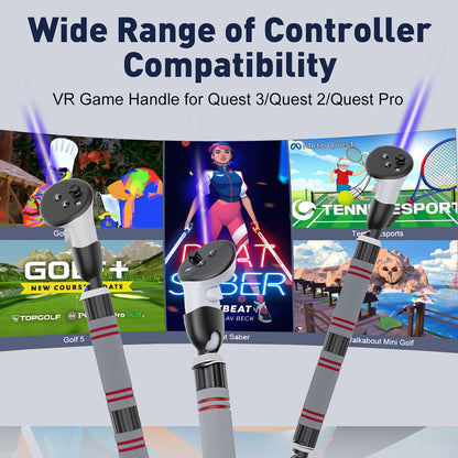 Meta Quest 3 Golf Controller Handle Extension - VR Headset Accessory for Enhanced Gaming Grip and Control