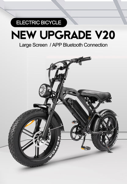 20-inch electric snow bike with front and rear suspension and integrated wheel shift electric off-road bicycle