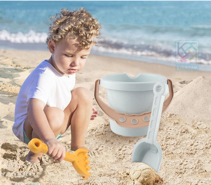 Eco-Friendly Wheat Straw Beach Bucket Set with Sand Digging Tools and Watering Can