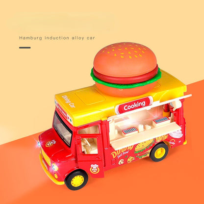 Alloy Magnetic Induction Lighting Music Simulation Ice Cream Truck Toy Car