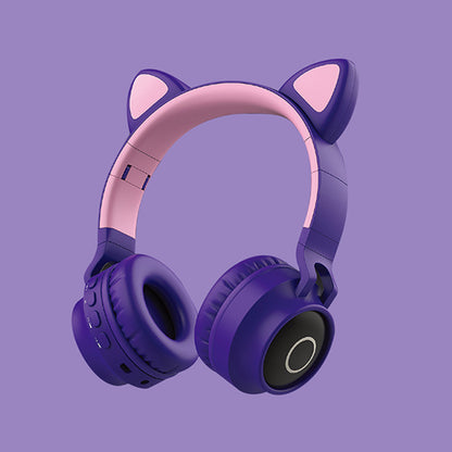 Wireless Bluetooth Headphone with Cat Ear Design, LED Lights, Suitable for Computer E-sports and Gaming