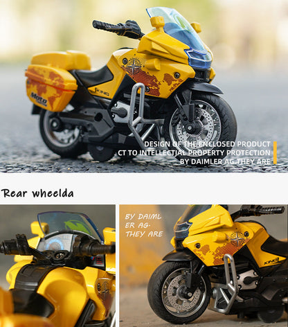 Alloy 4D Police Motorcycle with Lights - Realistic Iron Horse Toy