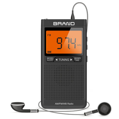 Pocket Digital Radio - Mini Portable AM/FM/WB Weather Radio with Digital Display