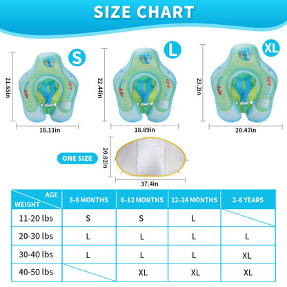 Swimbobo Baby Swim Ring - Underarm Float for Children, Sunshade and UV Protection, Toddler Swimming Aid