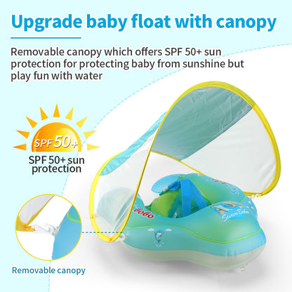 Swimbobo Baby Swim Ring - Underarm Float for Children, Sunshade and UV Protection, Toddler Swimming Aid