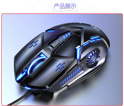 Silent Luminous Gaming Mouse for Kids - Wired Electronic Racing Machine